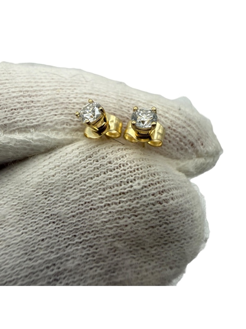 10k Solid Gold Diamond Stud Earrings